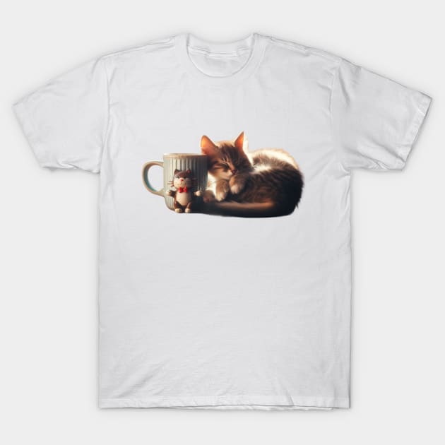 Espresso & Whiskers: A Cozy Cat Lover's Haven T-Shirt by Divineshopy